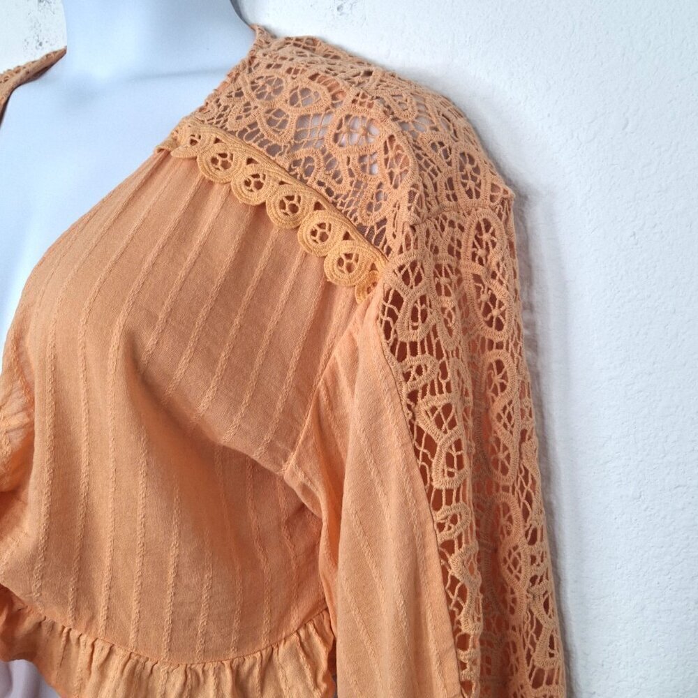 American Eagle Crochet Bolero Top Sz L Relaxed Cover Up Boho Cottagecore - Picture 8 of 16